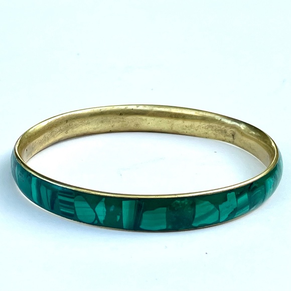 Malachite & Brass Bangle - Picture 1 of 5